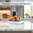Fruit Bowl for Kitchen Counter, Blue-Edged Minimalist Ceramic Decorative Bowl, Key Bowl for Entryway Table, Home Dcor Accent Dish