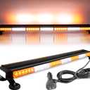 BraveWAY 45 Inch LED Strobe Light Bar White Amber, High-Intensity Emergency Flashing Hazard Warning Beacon Lights with Magnetic Base for Trucks Trailer Roof Safety
