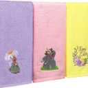HunnmingRe 3 Pcs Easter Hand Towels for Bathroom 14'' x 29'' 100% Cotton Bathroom Towel Decorative Dish Set for Drying, Cleaning, Cooking, Towels Gift Set(Bunny,Yellow, Purple, Pink)