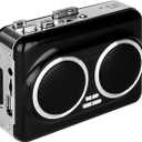 Cassette Player Recorder, Portable Cassette to MP3 Converter with USB-C, Built-in Speaker, Audio Tape to Digital Converter, Reverse Recording for Stereo Sound （Black）