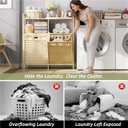 32 Gal Bamboo Tilt Out Laundry Hamper Cabinet with 2 Bag, Natural