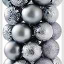 34ct Grey Christmas Ball Ornaments Shatterproof Plastic Christmas Tree Decorations for Xmas Party Home Office Holiday Decor -Medium Size (2.36"/ 60mm)