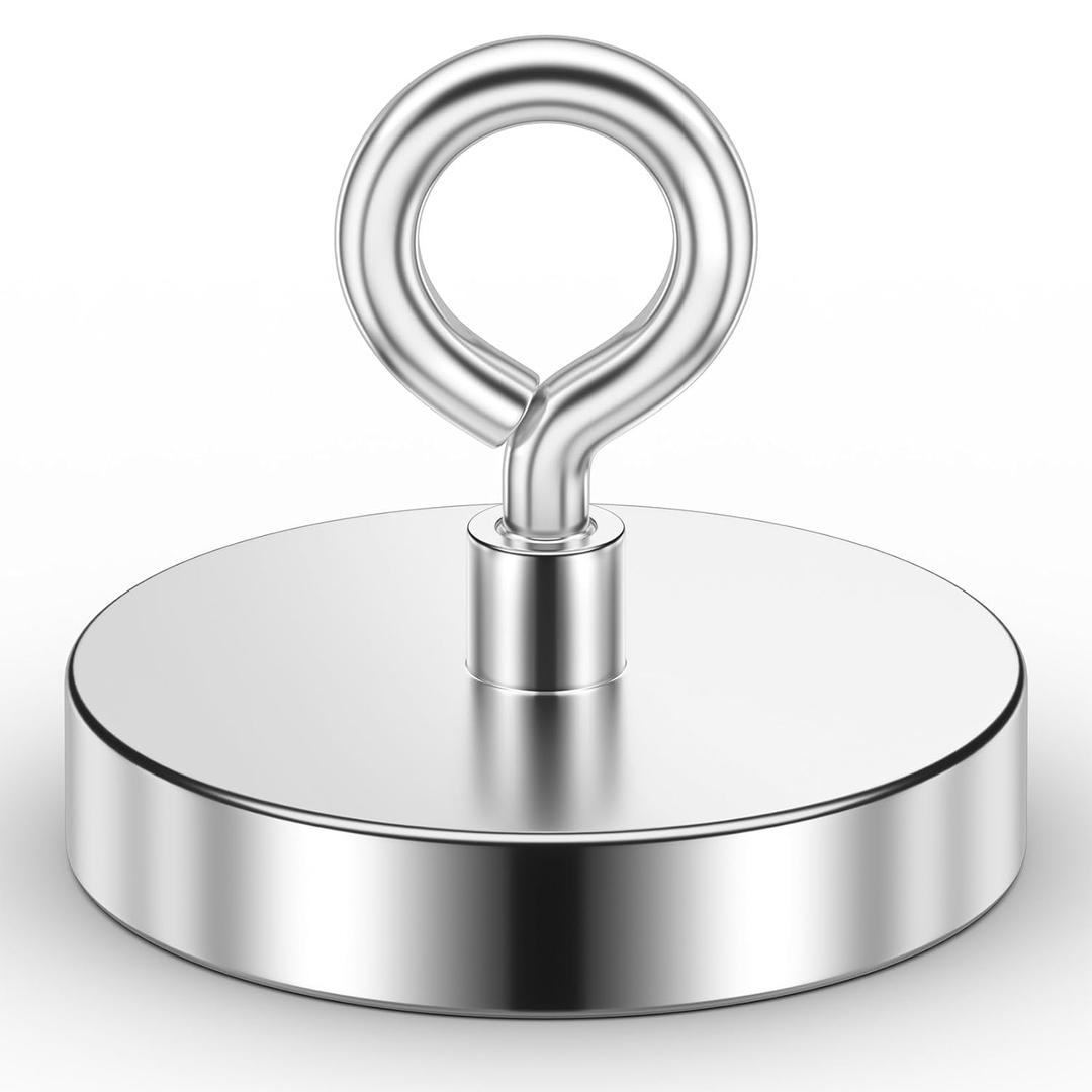 VNDUEEY Super Strong Neodymium Fishing Magnets, 1000 lbs Pulling Force, Rare Earth Magnets, Magnet Fishing with Countersunk Hole Eyebolt for Retrieving in River Lake, Beach, Lawn - 3.54 inch