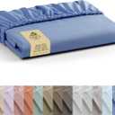 Linen Home 100% Cotton Percale Weave Fitted Sheet, Queen Size, Baby Blue, 1 Deep Pocket Fitted Sheet, Fits Mattress Upto 16" Crisp and Cool Strong Bed Linen, 60"X80"+15"