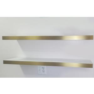 Floating Shelves, Wall Mounted Shelves, Wall Shelves for Living Room Decor, Bedroom, Office, Kitchen, Bathroom, Modern White Shelf With Invisible Brackets, Set of 2 (Gold, 36 Inches)