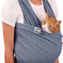 Cat Sling Carrier for Small Pets Anti-Anxiety Cat Sling, Kitten Pouch Pet Sling in Gray Black Blue Green Pink Yellow (Gray, Large)