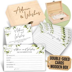 Greenery Baby Shower Advice Cards for Parents To Be - 50 Pcs Wishes for Baby Cards for Baby Shower Decorations, Advice and Wishes Cards for New Parents, Fun Baby Shower Game Ideas