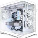 MUSETEX ATX PC Case, 360MM RAD Support, 3 x 120mm Non-ARGB Fans Pre-Installed, 270 Full View Tempered Glass Gaming PC Case with Type-C, Mid Tower ATX Computer Case, White, Y6