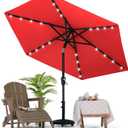 MASTERCANOPY Patio Umbrella with 32 Solar LED Lights -8 Ribs (11ft, Burgundy)