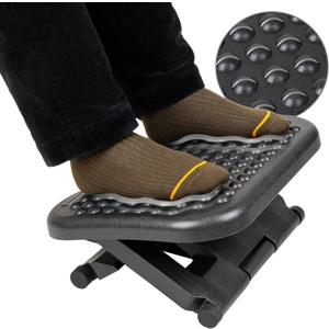 Mind Reader Foot Rest, Under Desk at Work, Ergonomic, Height Adjustable, Office, Plastic, 17"L x 13"W x 6.25"H, Black