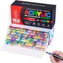Acrylic Paint Pens, Soft Brush Tip Acrylic Paint Markers, 168 Colors Acrylic Markers for Canvas, Rock Painting, Wood, Stone, Glass, Ceramic, Fabric Painting, DIY Crafts