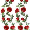 Felice Arts 2 Pack Burgundy Artificial Floral Garland Each 6.5FT Fake Rose Garland for Wedding Flowers Table Centerpiece Arrangement Teepee Mirror Decor