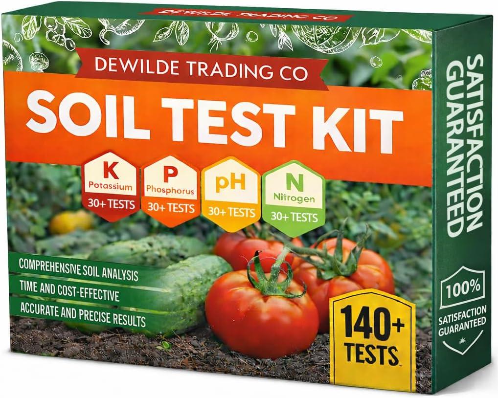 Soil Test Kit -140 Test- 2026 Version- Testing PH Ammonia Nitrogen Phosphorus and Potassium - Tester for Your Vegetable Garden Lawn and Soil (Green)