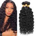 #1B Natural Black Bundles Human Hair Water Wave Human Hair Bundles 26 28 30 Inch SeeGovie Unprocessed Brazilian Virgin Hair Natural Color Water Wave Bundle Human Hair Extensions 3 Bundle 150 Gram