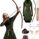 Langyiwee 10 Pcs Renaissance Elf Costume Fairy Elf Costume Medieval Archer Viking Elf Costume for Renfaire Women Halloween (Large)