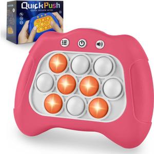 Pop Fidgets Game Toys,Handheld Game for Kids 6-8,Quick Push Game,Bubble Stress Pop Light Up Game Birthday Gifts for Boys Girls Teens Dark Pink
