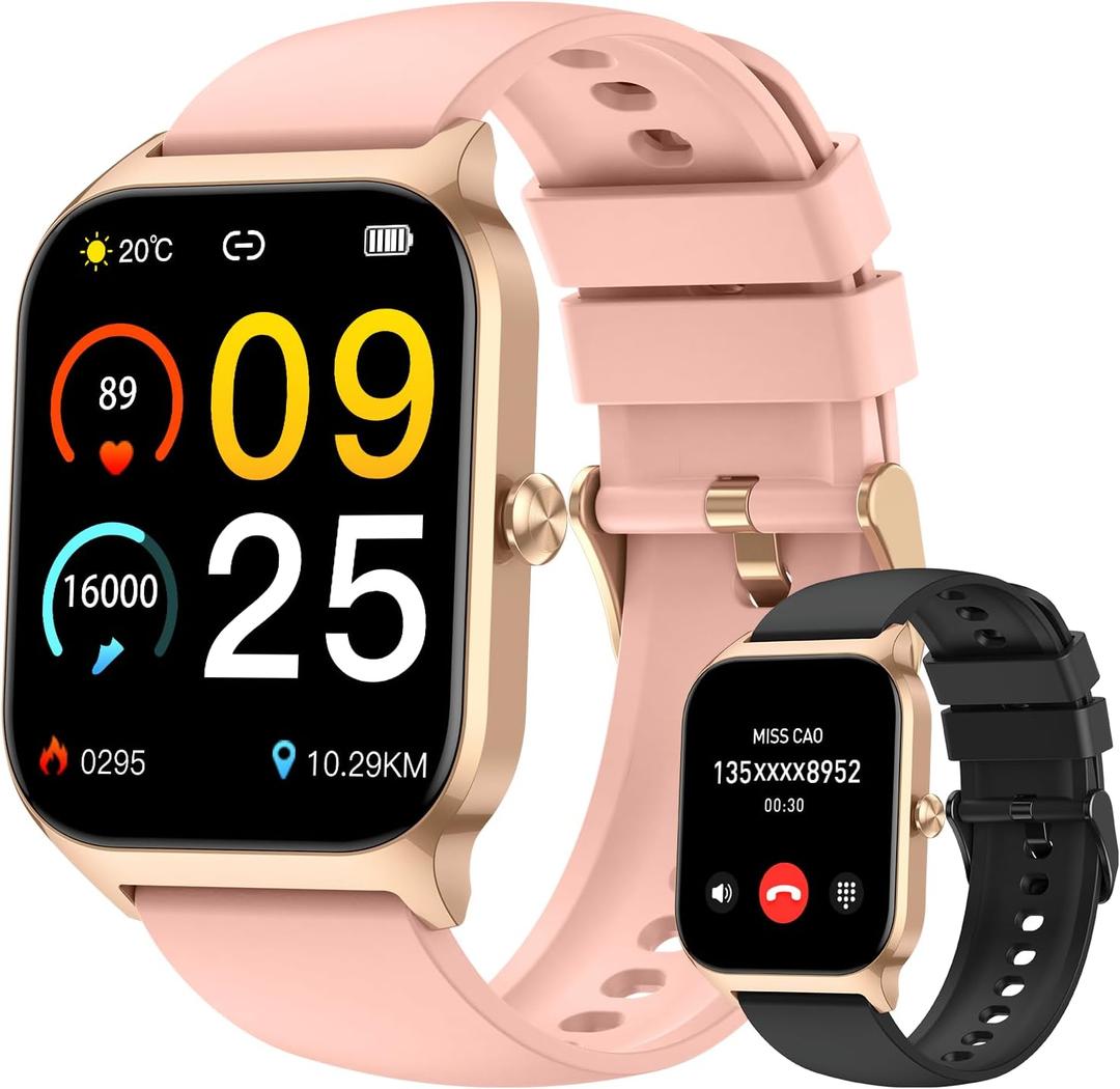 Smart Watch for Women Fitness Tracker: Bluetooth Waterproof Make Answer Call Digital Mens Watches Run Smartwatch Android Phone iPhone Samsung Compatible Pedometer Sleep Heart Rate Monitor (Pink)