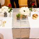 4PCS Glitter Disco Table Runner, 12" x 72" Retro 70s 80s Theme Decor, Silver Sequin, Party Supplies