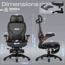 ELABEST X100 Ergonomic Office Chair with Footrest, Big and Tall Home Desk Chair with 5D Flip-Up Arms, Adjustable 3D Lumbar Support,High Back Rolling Computer Chair, Swivel Mesh Chairs (Library Oak), 26 inches x 24 inches x 41 inches