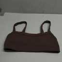 Hugcurve Adjustable Sports Bra Square Neck Wireless Padded Yoga Workout Tops (Small, Clay Brown)