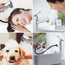 HANLIAN Single Hole Bathroom Pull Out Faucet with Rotating Spout, One Handle Faucet for Bathroom Sink, Modern Bathroom Faucet with Pull Down Sprayer, 3 Modes Vanity Faucets (Tall, Chrome)