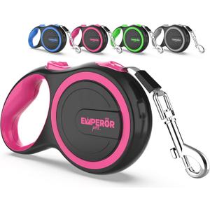 Emperor Pets Pink Heavy Duty Retractable Dog Leash 26 ft  Tangle-Free Nylon Tape, Anti-Slip Grip, Reflective  Retractable Leash for Medium Large Dogs up to 110 lbs -Classic-PK26