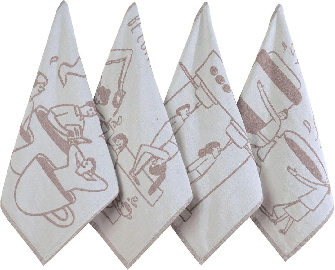 sea me at home Coffee Themed Funny Dish Towels for Kitchen Drying, 100% Cotton Kitchen Tea Towel Set of 4, Housewarming Birthday Gift for Coffee Lovers (Coffee Lovers)