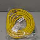 PlugSaf 50 FT 12/3 Gauge Outdoor Extension Cord with Multiple Outlets Light Indicator, Flexible 3 Outlet Weatherproof Heavy Duty Extension Cord Waterproof Yellow, 15A 1875W 12AWG SJTW, ETL Listed