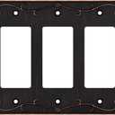 French Cabriole Decorative Wall Plate Switch Plate Outlet Cover (Triple Decorator, Aged Bronze)