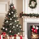 Janinka 12 Pcs Bows Christmas Ball Ornaments for Tree 2.36 Inch Brown Bows Ball Hanging Decorations Coquette Christmas Tree Pendants with Rope for Xmas Holiday Home Party Decoration