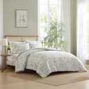 Laura Ashley - Full/Queen Comforter Set, Super Soft Cotton Bedding with Matching Sham, Botanical Design, Vintage Bed Essentials (Bramble Floral Pink, Full/Queen)