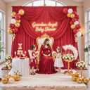 10ft x 10ft Red Backdrop Curtains for Party Wedding Wrinkle Free Red Photo Curtains Backdrop Drapes Fabric Decoration for Birthday Party Baby Shower Christmas 5ft x 10ft 2 Panels