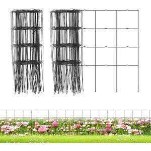 PROWORX Decorative Garden Fence Border Rolls, Total 14 in x 40 ft 2 Pack Metal Folding Flat Wire Fencing for Yard, Black PVC Coated Outdoor Patio Landscape Flower Bed Edging
