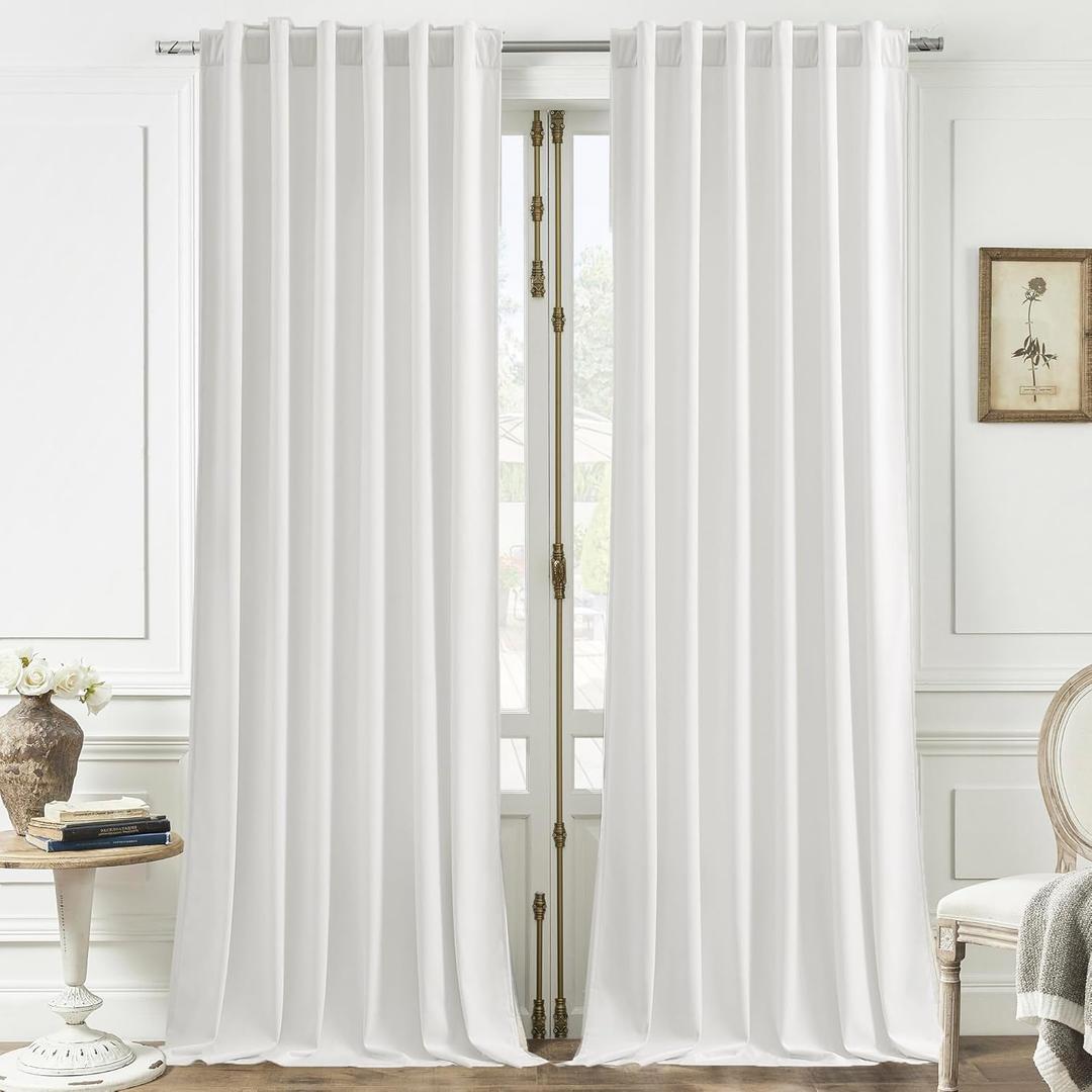 Timeper White Velvet Curtains 84 inches 2 Panels, Luxury Curtains for Bedroom Living Room Holiday Decor Super Soft Window Drapes,Back Tab & Rod Pocket,W52 x L84 inches