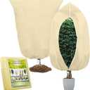 2 Pack Plant Covers Freeze Protection,31.5x47.2In Plant Protection Cover Bags with Zipper Drawstring for Outdoor Winter Frost Cold Weather Shrubs Trees Jacket Covers(Beige)