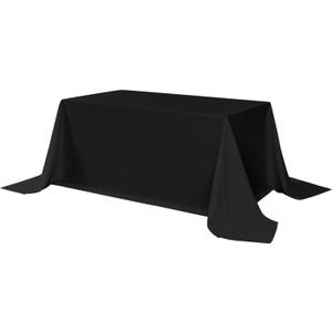 sancua Rectangle Tablecloth - 90 x 132 Inch - Water Resistant Spill Proof Washable Polyester Table Cloth, Decorative Fabric Table Cover for Dining Tables, Buffet Parties and Camping, Black