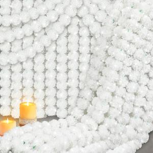 Daifunli 10 Pack Artificial White Marigold Garlands for Decoration, 5 Feet Long Each, Diwali Decorations for Home Neutral Faux Diwali Festival Decoration for Indian Pooja Wedding Home Party Decor