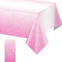 1 Pack Ombre Pink Plastic Tablecloth for Parties, Gradient Pastel Pink Disposable Tablecloths for Rectangle Tables, Light Pink Sprinkle Table Cover for Wedding Birthday Anniversary Party, 54 x 108Inch