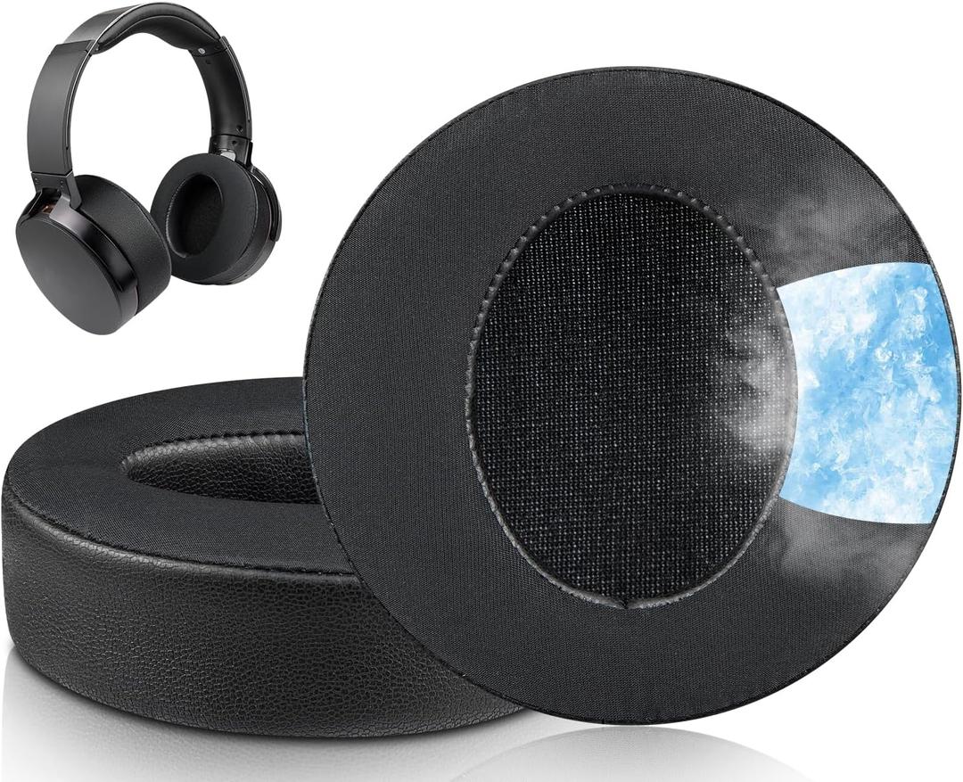 SOULWIT Cooling Gel Earpads Cushions Replacement for Sony MDR-XB950 XB950BT XB950B1 XB950N1 XB950AP Over-Ear Headphones, Ear Pads with Noise Isolation Memory Foam - Black