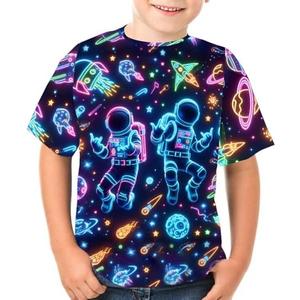2 Boys Girls 3D Graphic Tees Unisex Short Sleeve T Shirt Novelty Neon Shirts for Boys 5-14 Years, (140)