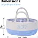DUHEL Diaper Caddy Organizer with Handle,Baby Basket use for Diaper Organizer and Storage,Baby Boys Newborn Essentials,3 Compartments-Cotton rope Material Storage for Home or Travel.(WhiteBlue)
