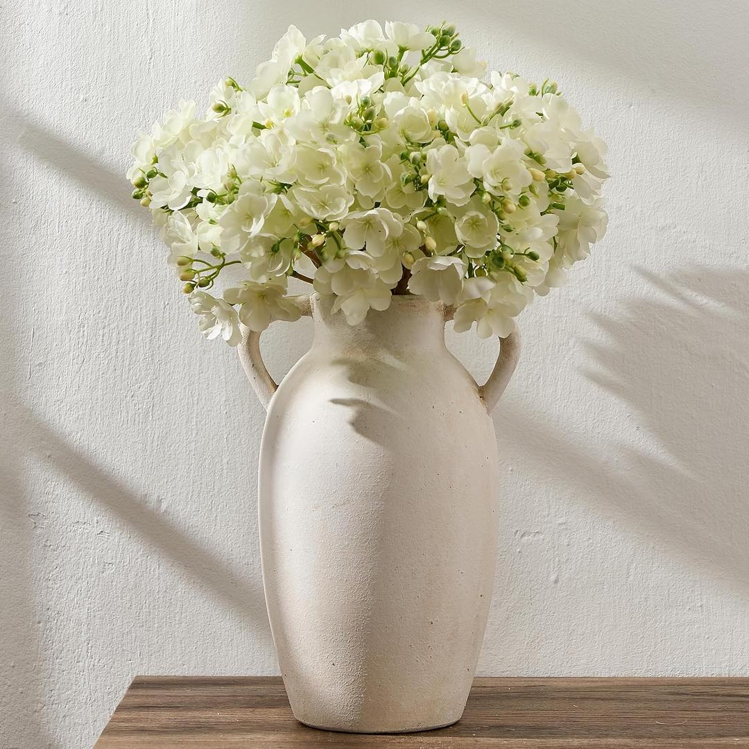 PORCER Ceramic Vase, 9.84 Inch Terracotta Vase with Handles, Boho Decor Decorative Vase, Rustic Vase for Home Decor, Farmhouse, Living Room, Table - Beige