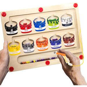 Memory Care Dementia Activities for Seniors, Dexterity Game for Seniors with Parkinsons, Magnetic Color & Number Matching Alzheimers Products for Elderly, Fidget Sensory Cognitive Gift Maze Board (Double 55 Dots)