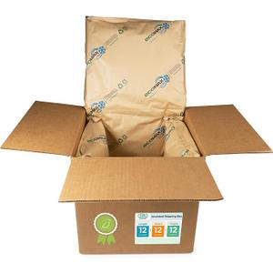IDL Packaging 12" x 12" x 12" Insulated Shipping Box, 3.6-Gallon Capacity, Pack of 1 - Includes EcoMax™ Thermal-Paper Liners, Absorb Condensation - For Frozen Food, Meat, or Fish
