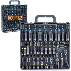 Impact Magnetic Nut Driver Set, 55PCS Impact Driver Bit Set, Deep Magnetic Nut Driver Set, Impact Socket Adapters, Wing Nut Driver, Bit Extension, 1/4'' Quick Change, Storage Box