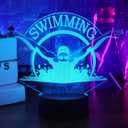 Swimming Gifts for Boys Girls, 3D Illusion Lamp, 3D Swimming Night Light with 16 Colors Remote and Touch Control, Swimmer Natator Decor for Kids Room, Girls Birthday Gifts