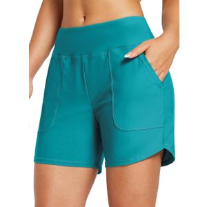 baleaf Women's 3"/5"/7"/9" High Waisted Swim Board Shorts Quick Dry Swimsuits Bottoms Trunks with Pockets (XL)