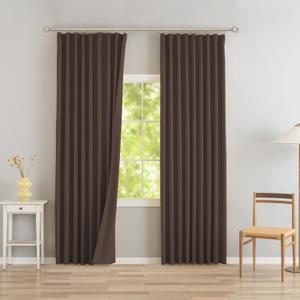 DONREN Brown Pinch Pleated Blackout Curtains with Hooks - 92 inch Length Room Darkening Thermal Insulated Window Curtain Panels for Living Room Bedroom 2 Panel 40" W x 92" L