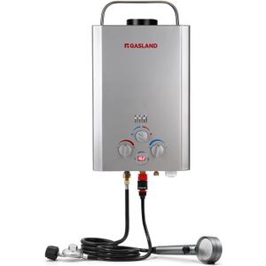 Portable Tankless Water Heater, GASLAND Outdoors 6L 1.58GPM Propane Water Heater for RV Camping, Overheating Protection (Silver)