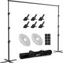 EMART Backdrop Stand Heavy Duty, 10x10Ft Pipe and Drape Stand Adjustable Photo Backdrop Stand, Photography Kit with X-Shaped Base for Wedding, Video Studio, Birthday,Parties Decoration